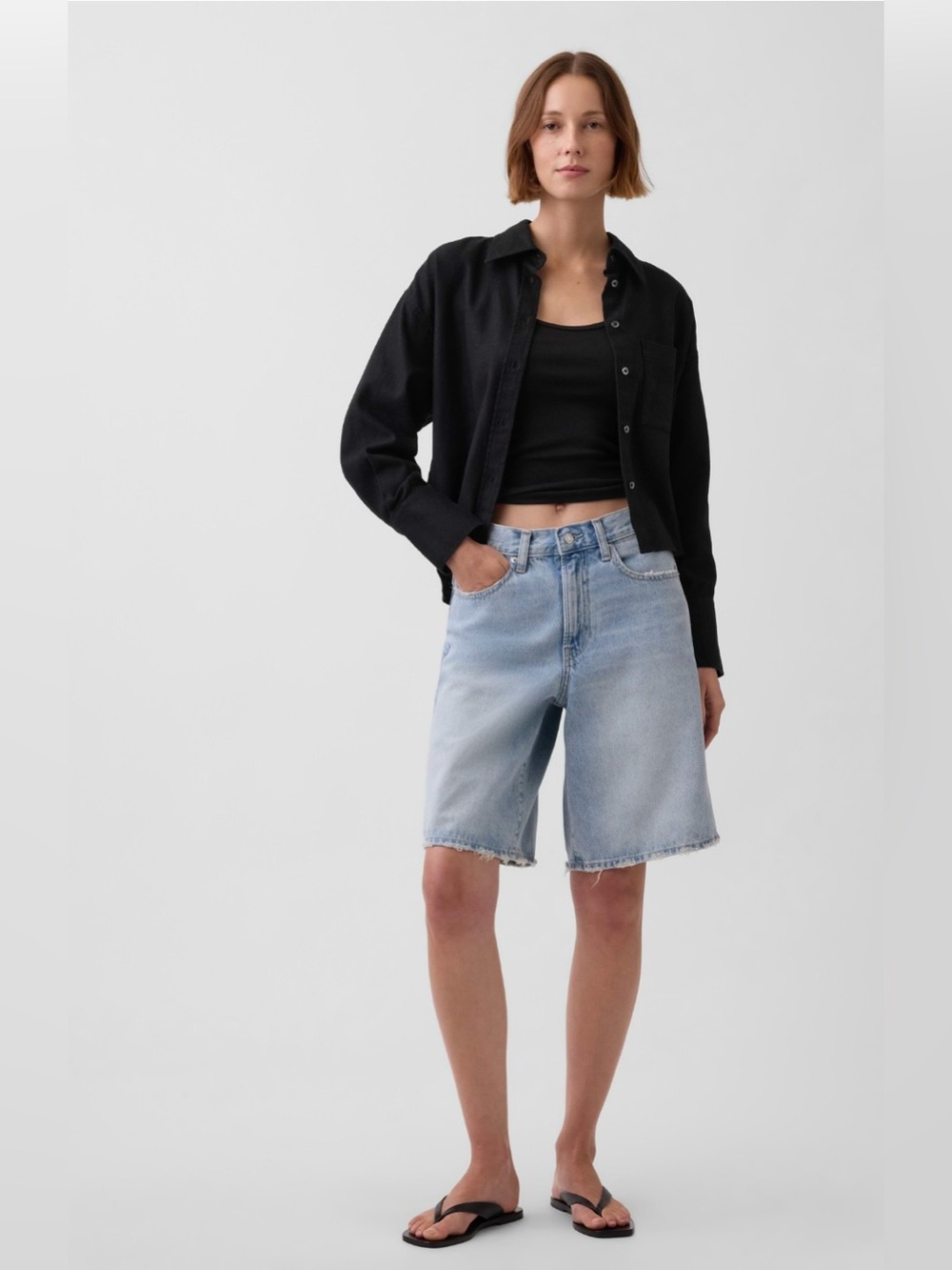NWT-GAP Black Linen Cotton Oversized Shirt, Small Petite